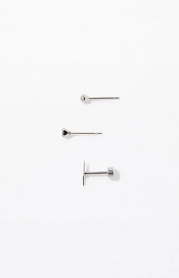 PacSun 3 Piece Silver Lighting Bolt Earrings