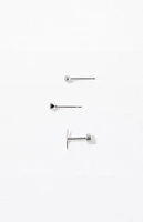 PacSun 3 Piece Silver Lighting Bolt Earrings