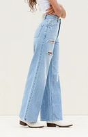 PacSun Medium Indigo Ripped Wide Leg Jeans