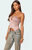 Edikted Ring Cut Out Asymmetric Strapless Top