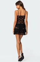 Edikted Luciane Lacey Mesh Mini Dress