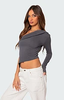 Edikted Fold Over One Shoulder Top