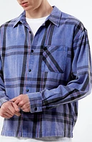 Pacsun Blue Washed Cropped Flannel Shirt