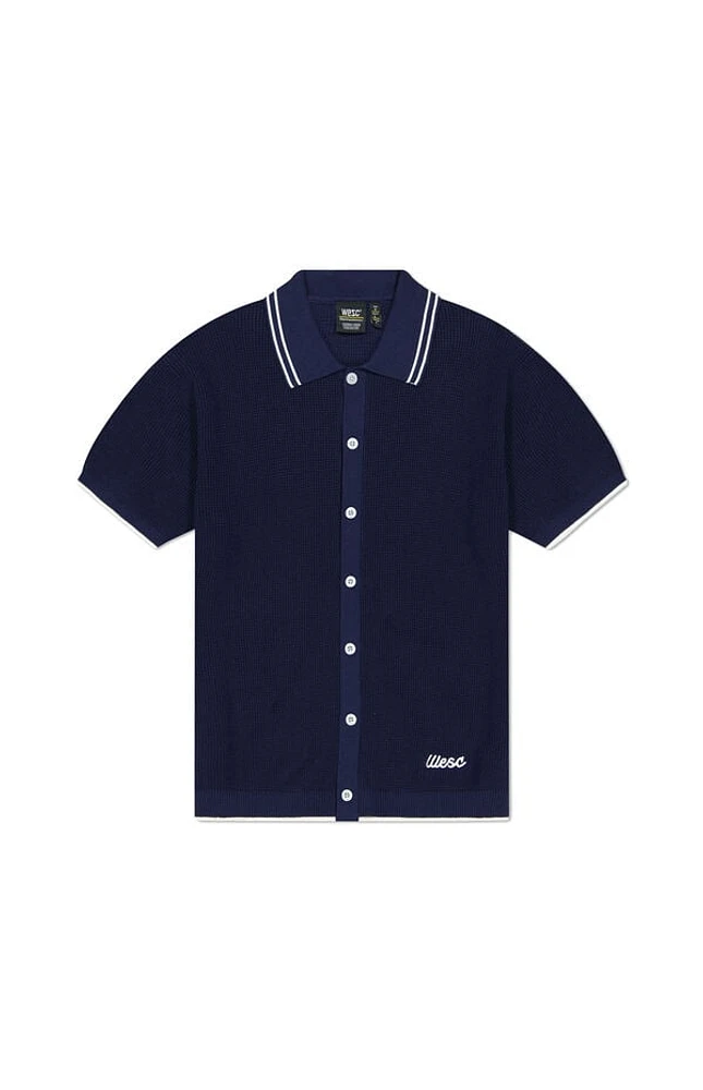 WeSC America Inc Dark Blue Polo Collar Cardigan Shirt