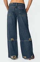 Edikted Slitted Distressed Low Rise Jeans