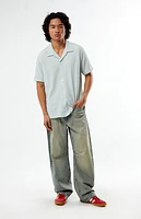 Pacsun Blue Pointelle Camp Shirt