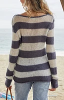 John Galt Striped Colette Boat Neck Sweater
