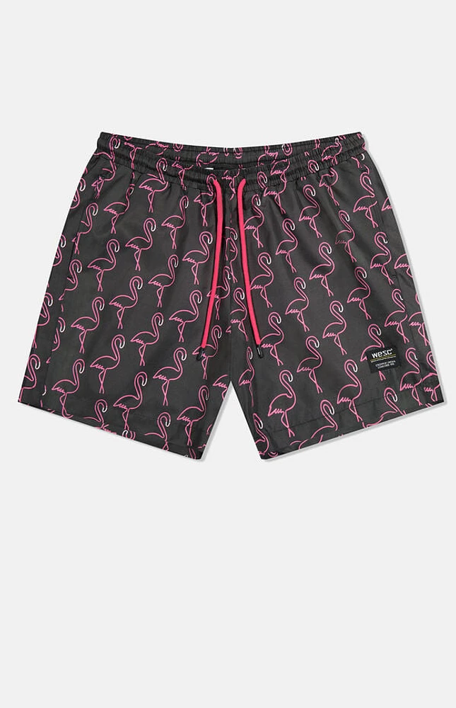 WeSC America Inc Zack Neon Flamingo 5" Swim Trunks