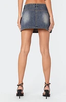 Edikted Uma Top Stitch Washed Denim Mini Skirt