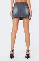 Edikted Uma Top Stitch Washed Denim Mini Skirt