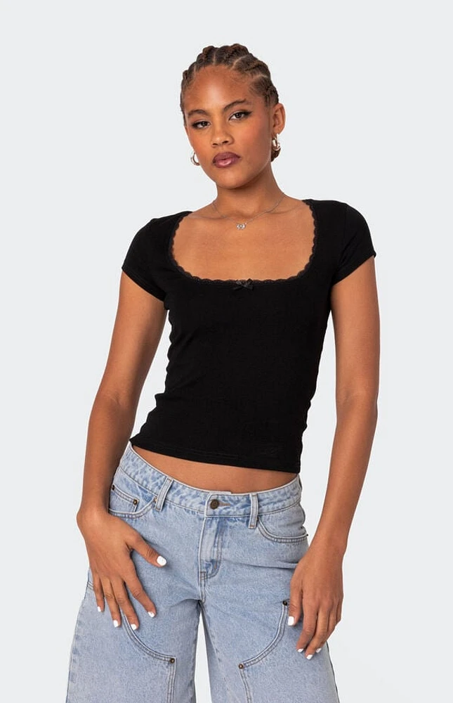 Edikted Priscilla Lace Trim Shirt