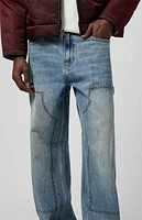 Pacsun Medium Indigo Studded Baggy Carpenter Jeans