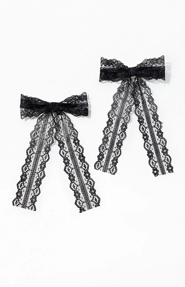 LA Hearts 2 Pack Scalloped Lace Bow Hair Clips