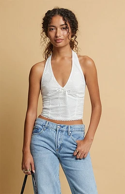 Beverly and Beck Aimee Bow Lace Halter Top