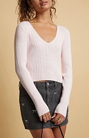 Beverly and Beck Mona Pointelle V-Neck Sweater