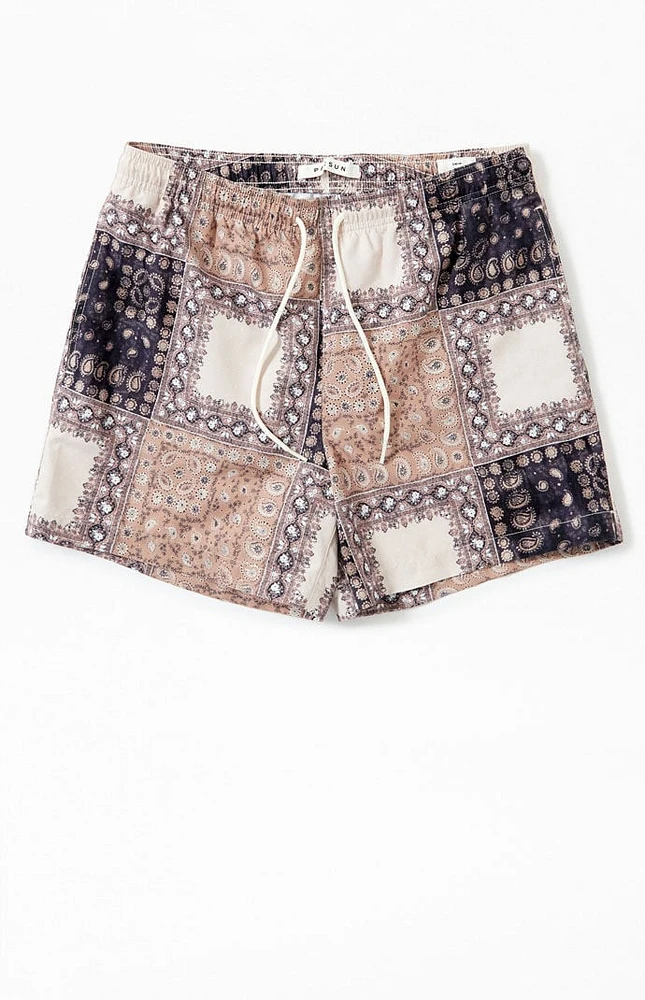 PacSun Bandana Block 4.5" Swim Trunks