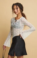 Beverly and Beck Mollie Lace Asymmetrical Long Sleeve Top