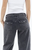 PacSun Casey Black Button Pocket Low Rise Baggy Jeans