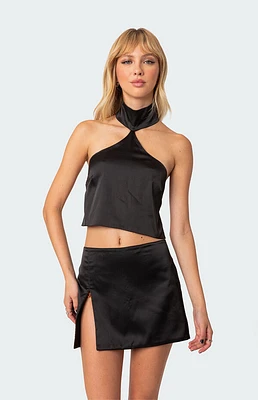 Edikted Daina Satin Open-Back Crop Top