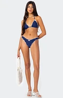 Edikted Golden Ruffle Edge Triangle Bikini Top