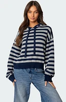 Edikted Striped Hooded Knit Sweater