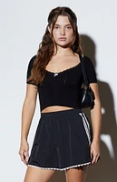 LA Hearts Lace Trim Track Shorts