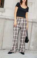 John Galt Brown Plaid Anastasia Sweatpants