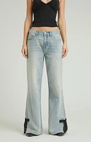 PacSun Lena Light Indigo Bow Low Rise Super Baggy Jeans