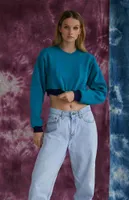 Upcycled Aqua Super Cropped Sweatshirt