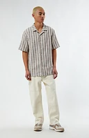 PacSun Brown Woven Stripe Camp Shirt