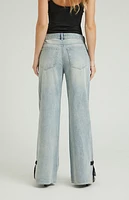 Pacsun Lena Light Indigo Bow Low Rise Super Baggy Jeans