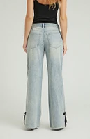 PacSun Lena Light Indigo Bow Low Rise Super Baggy Jeans