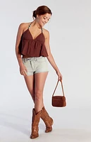 Pacsun Light Indigo Button Tab Denim Micro Shorts