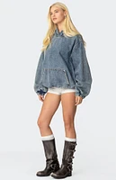 Edikted Marney Oversized Studded Denim Hoodie