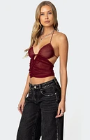 Edikted Strappy Ruched Mesh Top