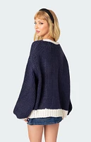 Edikted Contrast Chunky Knit Cardigan