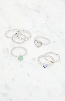 LA Hearts 7 Pack Etched Rings