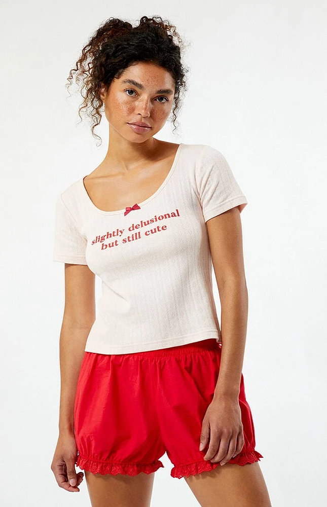 Daisy Street Slightly Delusional But Still Cute Cropped T-Shirt