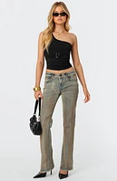 Edikted Boot Cut Low Rise Mud Washed Jeans