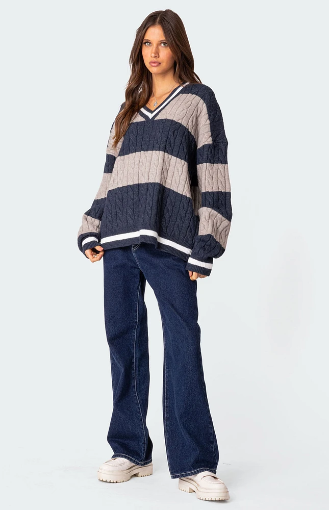 Romie V-Neck Cable Knit Sweater