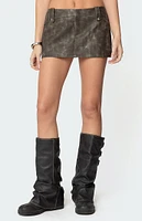 Edikted Bar Washed Faux Leather Mini Skort