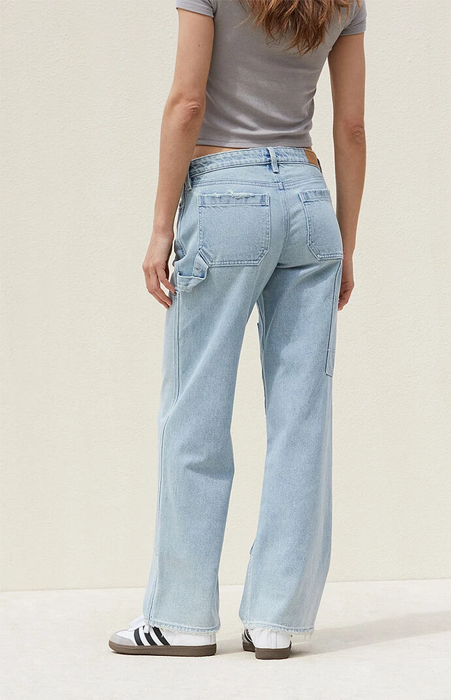 PacSun Light Indigo Low Rise Wide Leg Carpenter Jeans