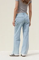 PacSun Light Indigo Low Rise Wide Leg Carpenter Jeans