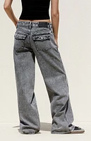 PacSun Gray Acid Wash Low Rise Baggy Jeans