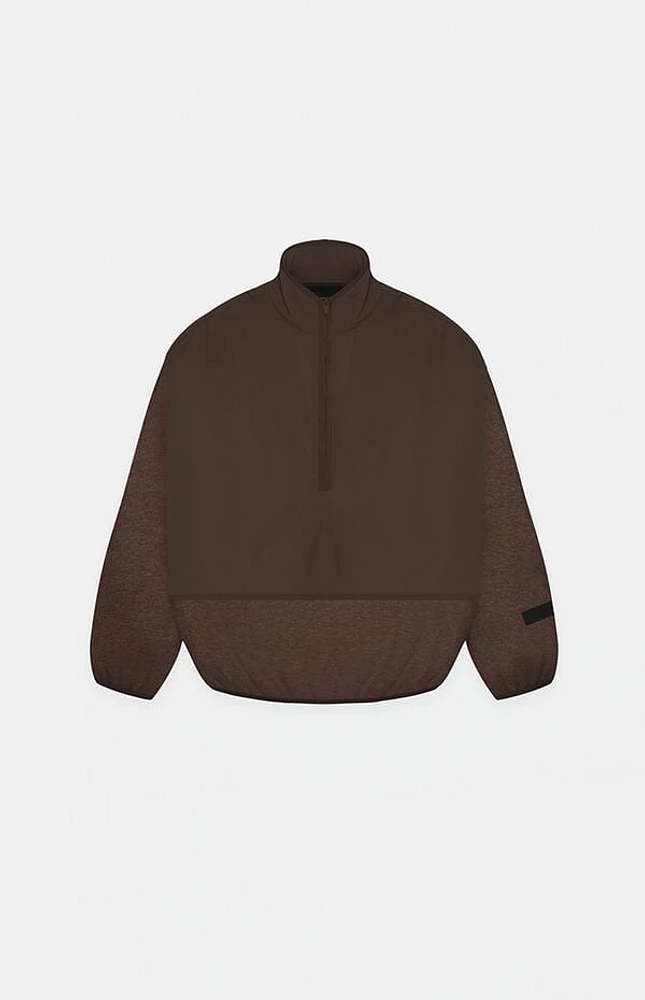 Kids Fear of God Essentials Heather Wood Nylon Fleece Mock Neck Sweatshirt