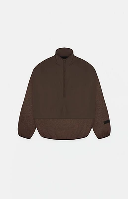 Kids Fear of God Essentials Heather Wood Nylon Fleece Mock Neck Sweatshirt