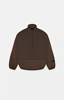 Kids Fear of God Essentials Heather Wood Nylon Fleece Mock Neck Sweatshirt