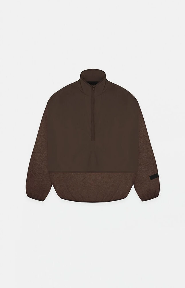 Kids Fear of God Essentials Heather Wood Nylon Fleece Mock Neck Sweatshirt