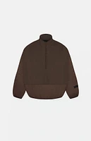 Kids Fear of God Essentials Heather Wood Nylon Fleece Mock Neck Sweatshirt