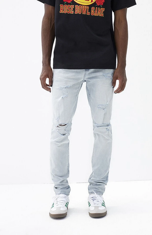 PacSun Stacked Skinny Light Indigo Destroyed Jeans